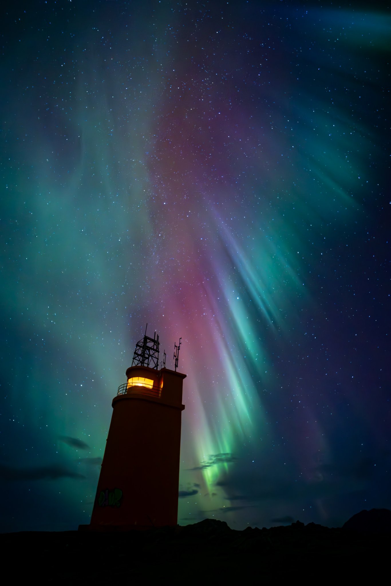 Aurora in Iceland at Lighthouse