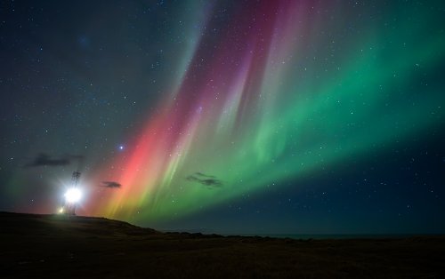Aurora in Iceland at Lighthouse