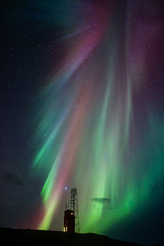 Aurora in Iceland at Lighthouse