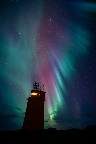 Aurora in Iceland at Lighthouse